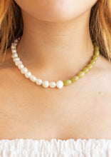 Load image into Gallery viewer, blair necklace - pearl and peridot beaded necklace
