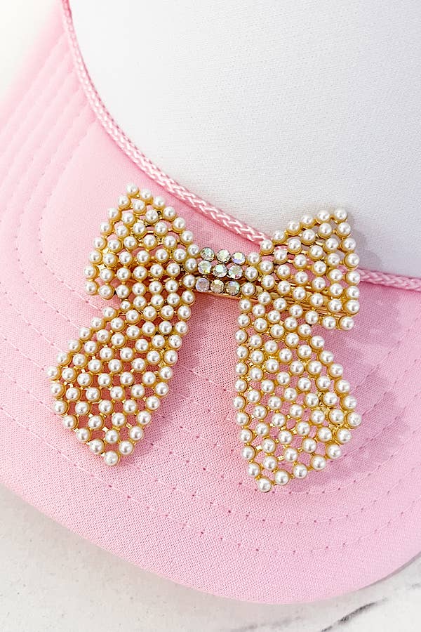 Pearl Bow Clip-on Hat Charm