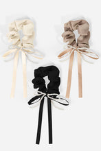 Load image into Gallery viewer, Three Piece Bow Hair Scrunchie Set
