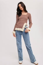 Load image into Gallery viewer, SIDE SLIT RIBBED SQUARE NECK KNIT
