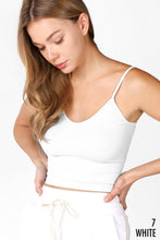 Load image into Gallery viewer, White Ribbed V Neck Crop Top
