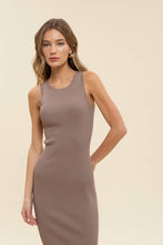 Load image into Gallery viewer, Ribbed Knit Tank Midi Dress- Mocha
