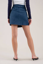 Load image into Gallery viewer, High Waisted Wrap Denim Mini Skirt
