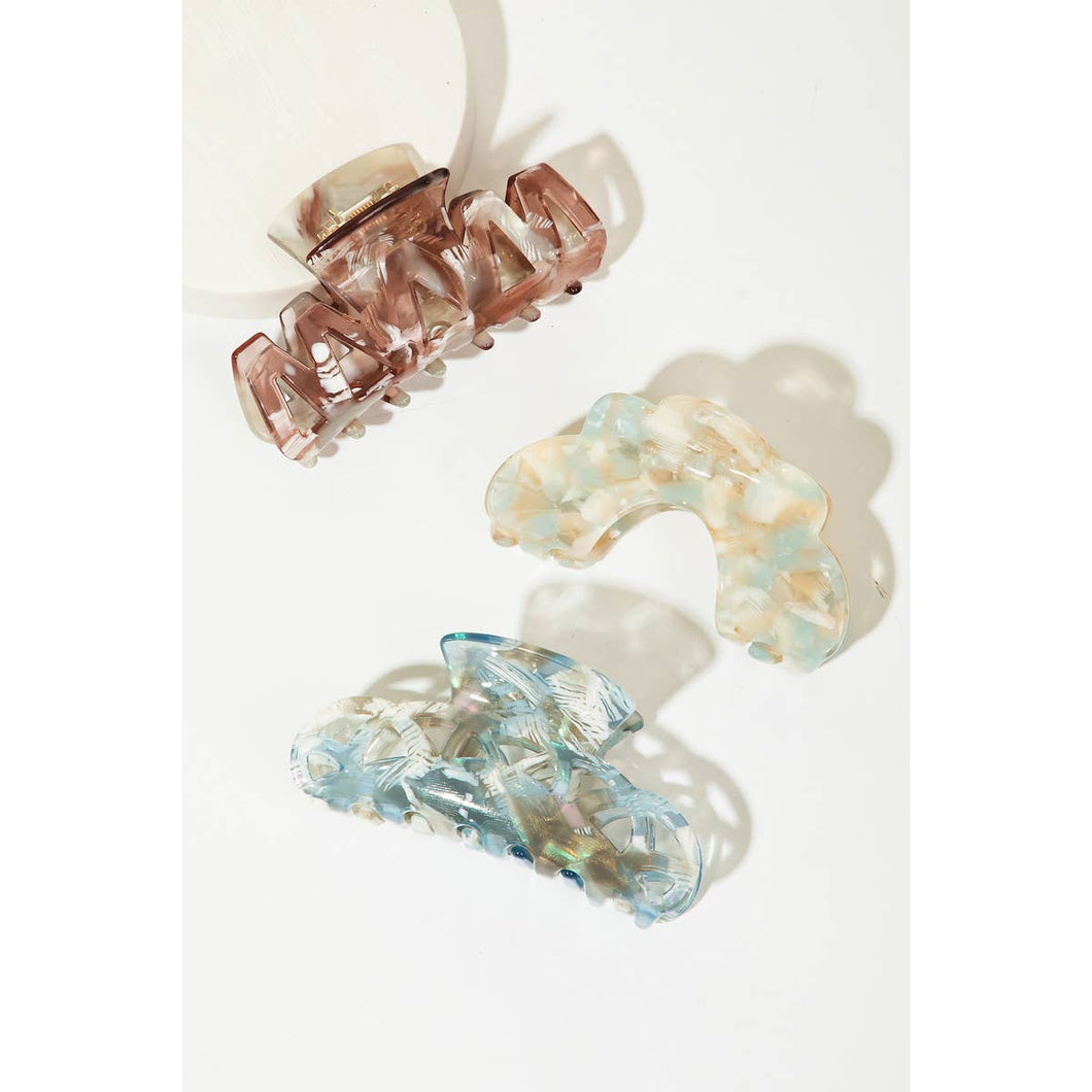 Acetate Three Piece Hair Clip Set