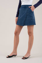 Load image into Gallery viewer, High Waisted Wrap Denim Mini Skirt
