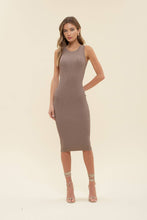 Load image into Gallery viewer, Ribbed Knit Tank Midi Dress- Mocha
