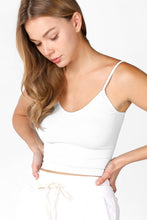 Load image into Gallery viewer, White Ribbed V Neck Crop Top
