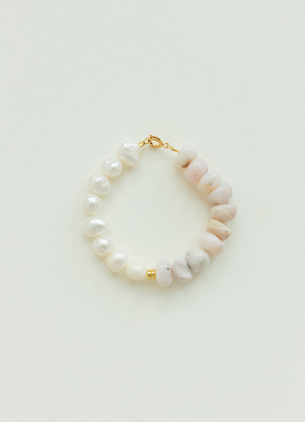 Pink Opal & Pearl Bracelet: 8 inch